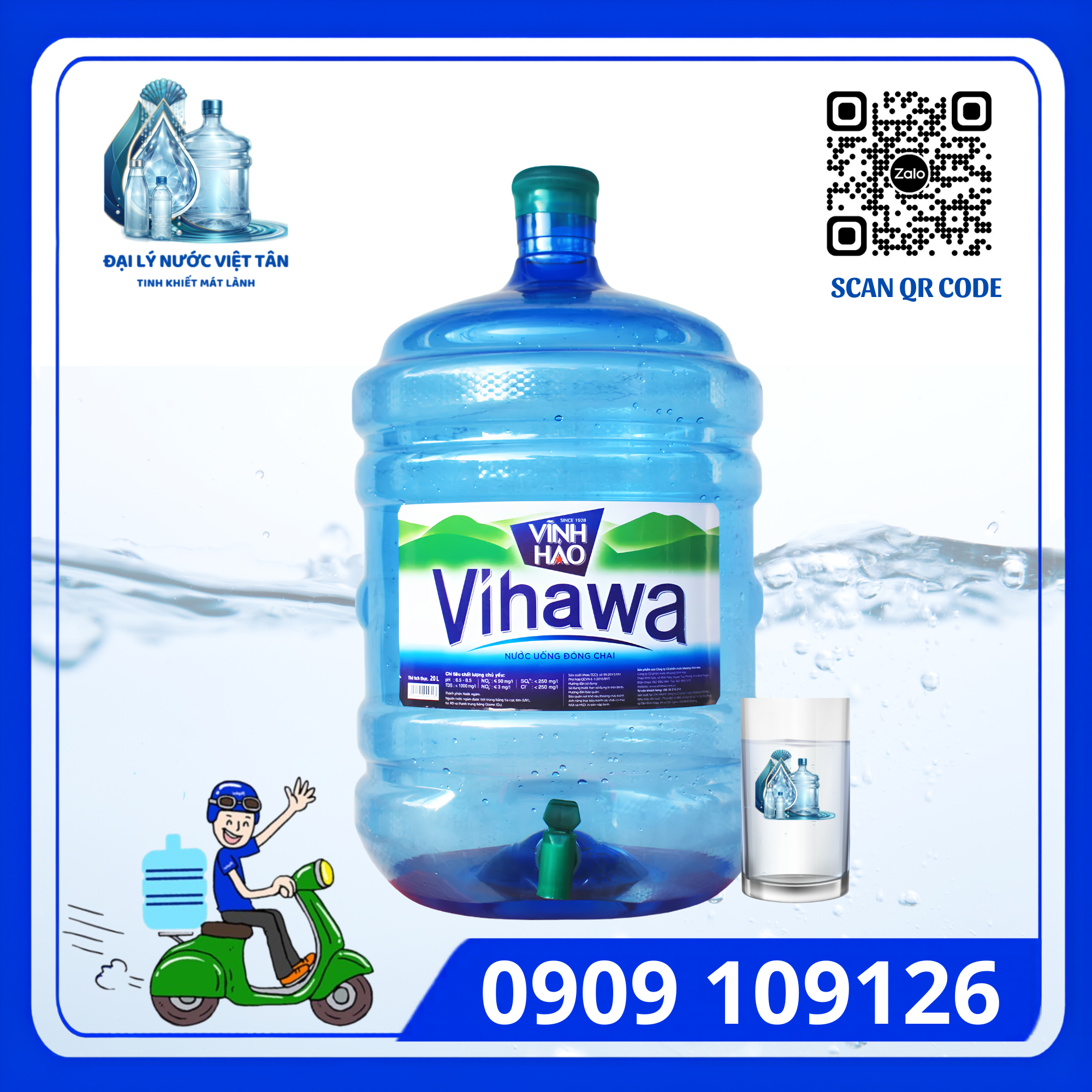 Nước tinh khiết Vihawa 20 lít (bình vòi)